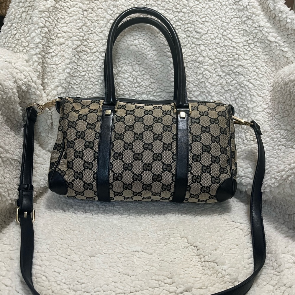 Gucci Black and Gray Satchel with Leather Accents